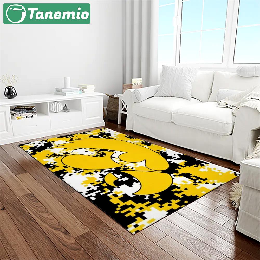 Ncaa iowa hawkeyes college sport basketball and foolball team logo rectangle area rug iwh42 Rectangle Rug