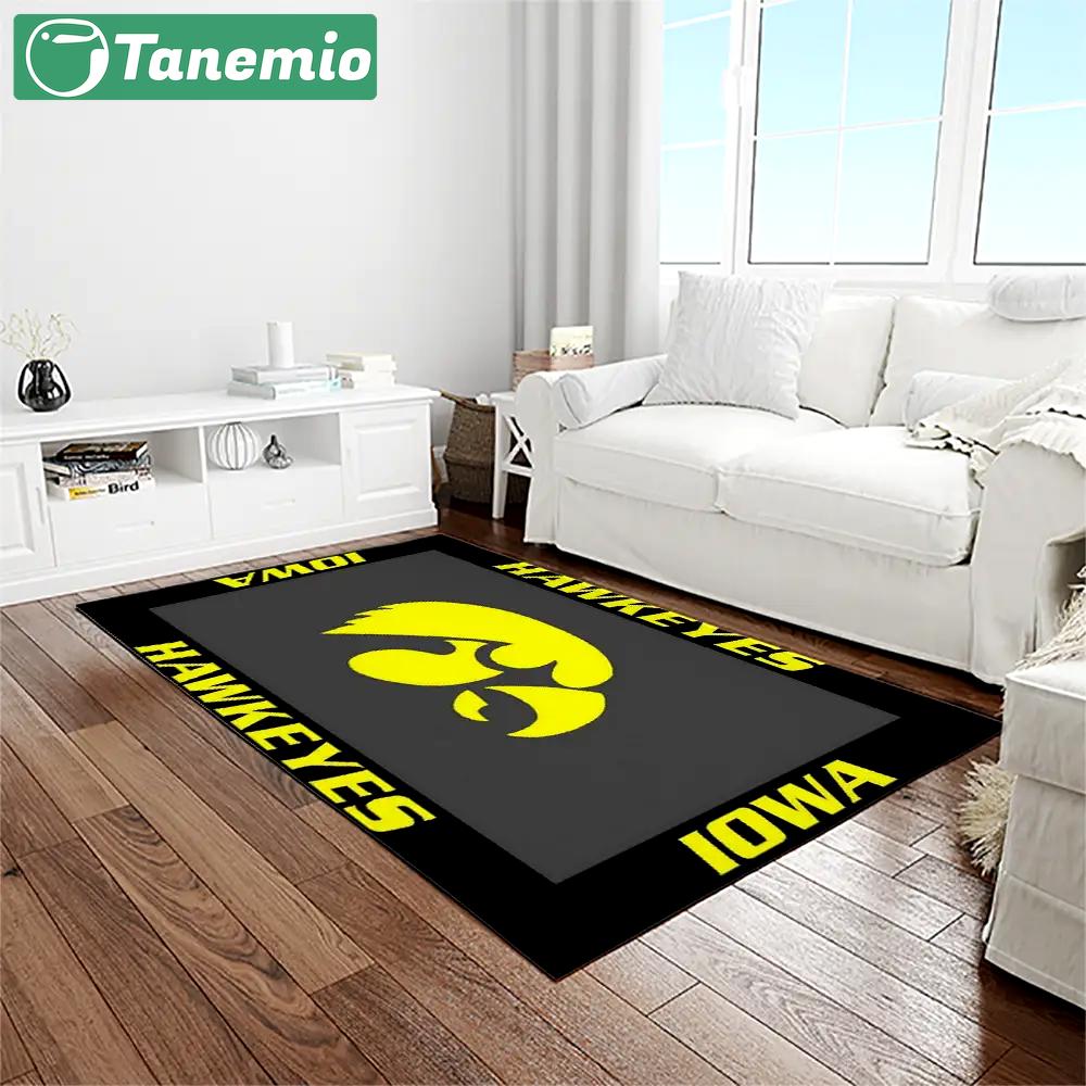 Ncaa iowa hawkeyes college sport basketball and foolball team logo rectangle area rug iwh44 Rectangle Rug