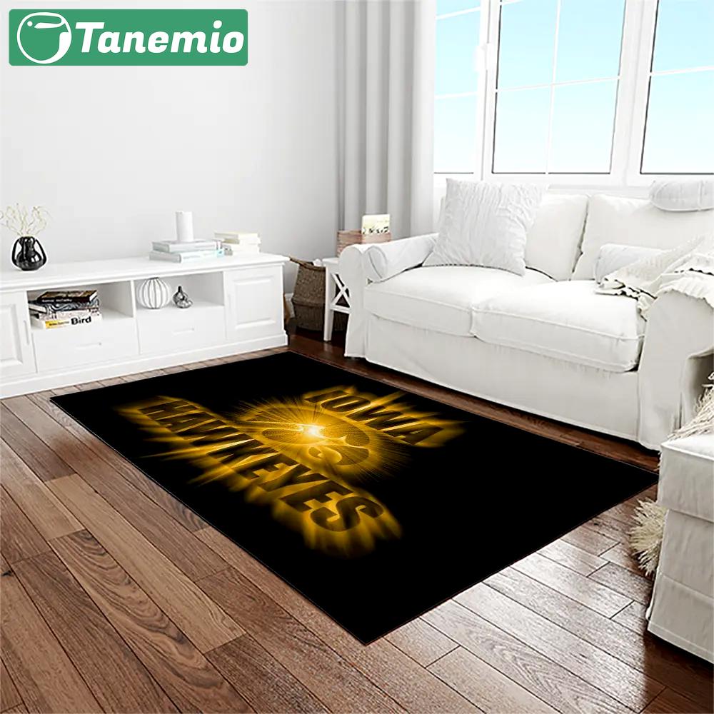 Ncaa iowa hawkeyes college sport basketball and foolball team logo rectangle area rug iwh46 Rectangle Rug