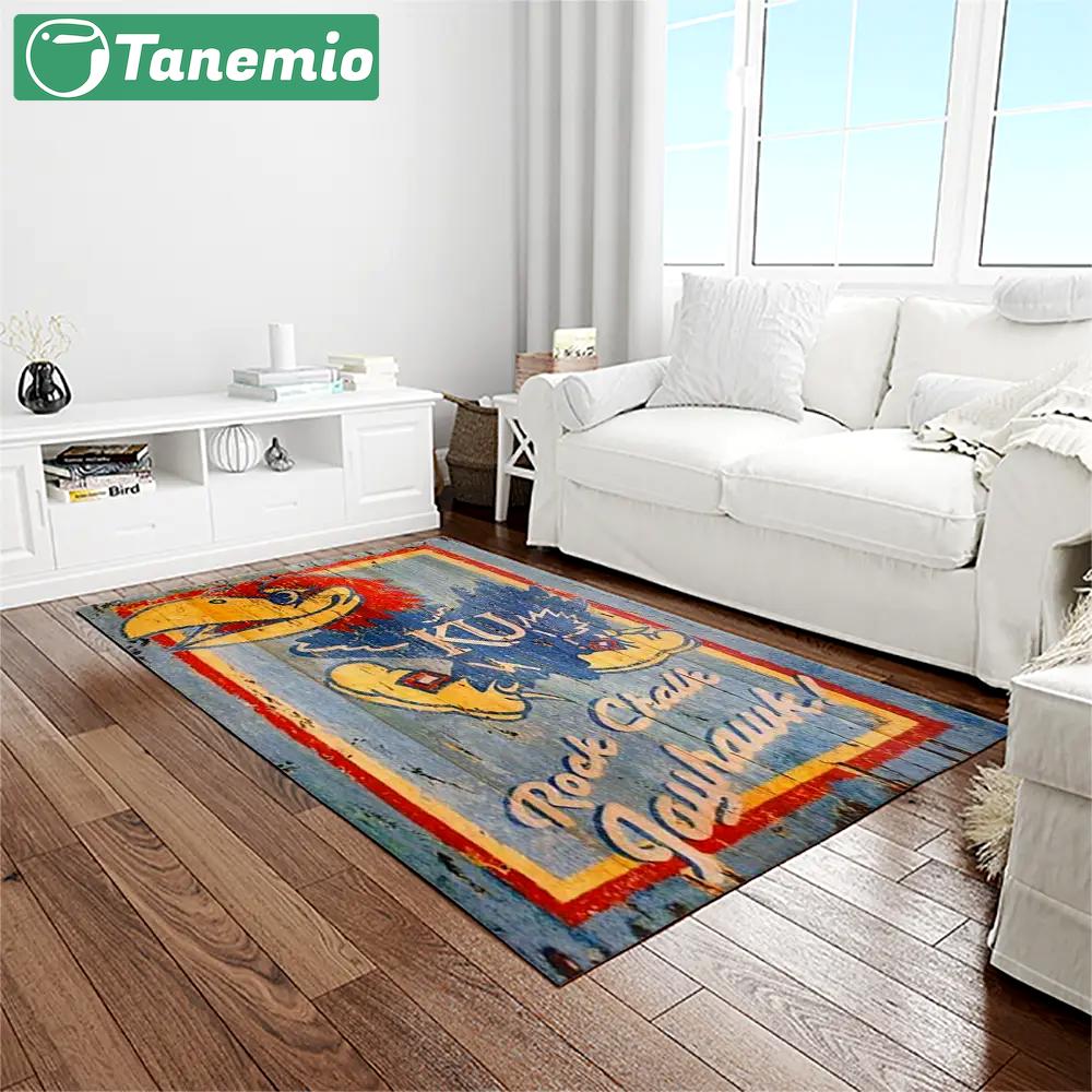 Ncaa kansas jayhawks basketball team logo rectangle area rug kj21 Rectangle Rug