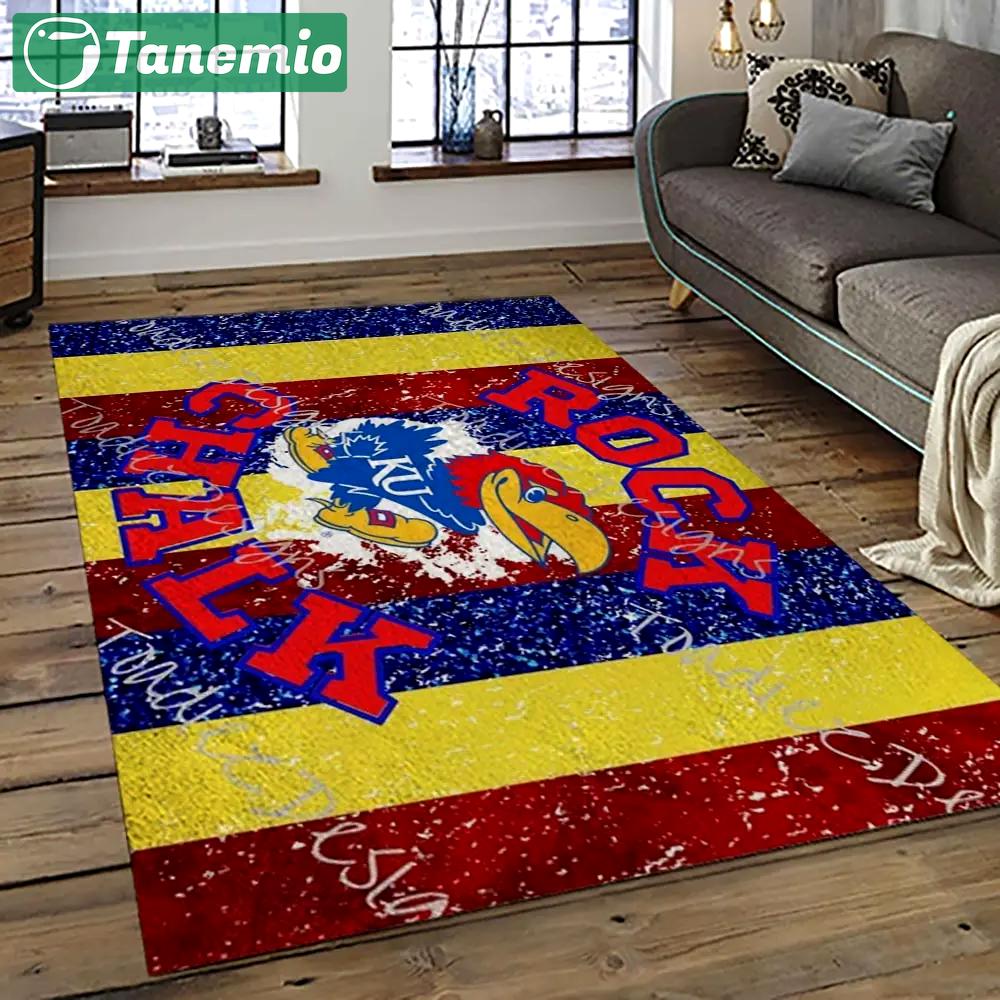 Ncaa kansas jayhawks football team logo sport carpet area rug home decor best gift for friends ksjk21 Rectangle Rug
