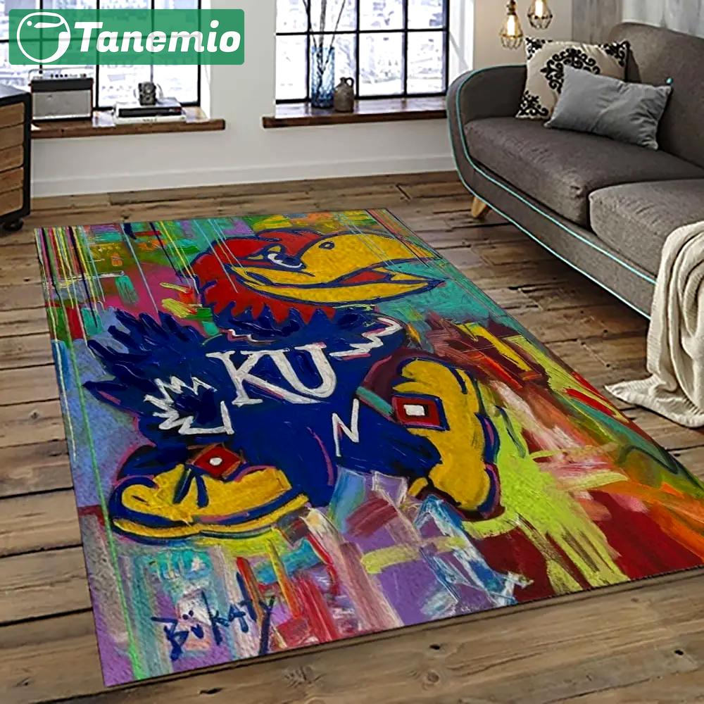 Ncaa kansas jayhawks football team logo sport carpet area rug home decor best gift for friends ksjk36 Rectangle Rug