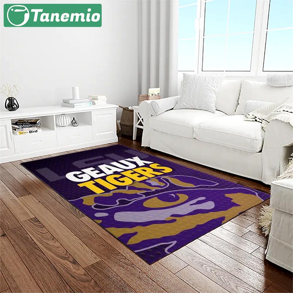 Ncaa louisiana state university college sport basketball and foolball team logo rectangle area rug lsu44 Rectangle Rug