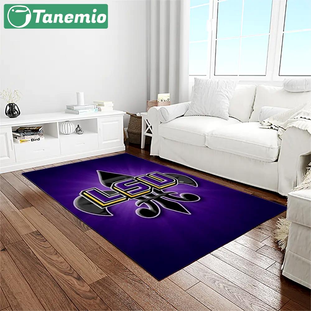 Ncaa louisiana state university college sport basketball and foolball team logo rectangle area rug lsu50 Rectangle Rug