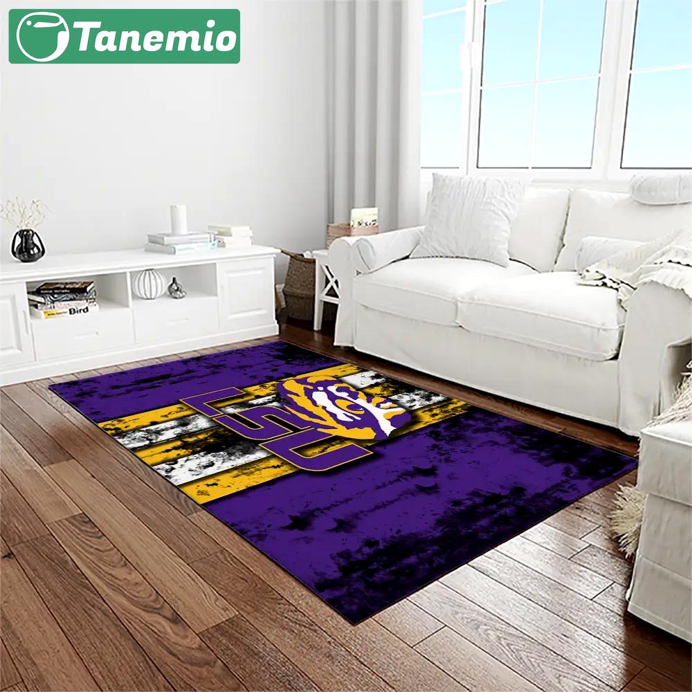 Ncaa louisiana state university college sport basketball and foolball team logo rectangle area rug lsu65 Rectangle Rug