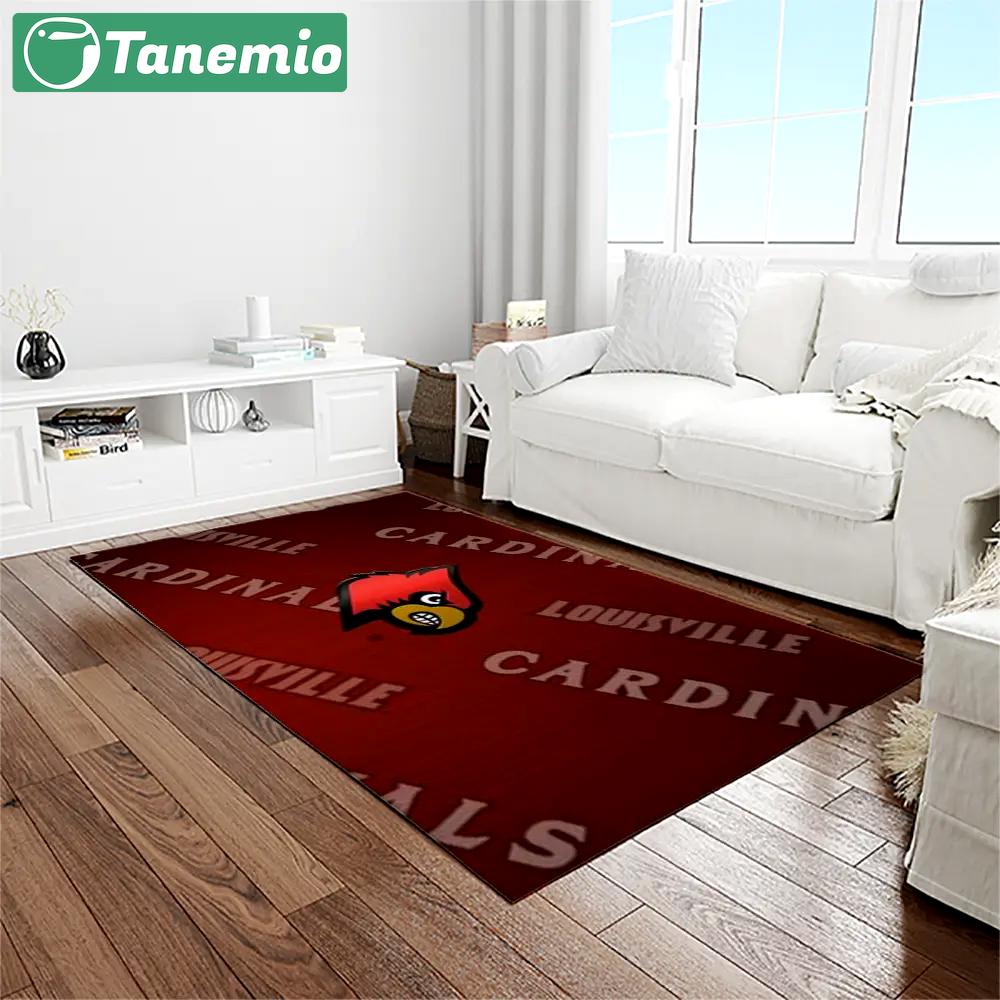 Ncaa louisville cardinals college sport basketball and foolball team logo rectangle area rug lics39 Rectangle Rug