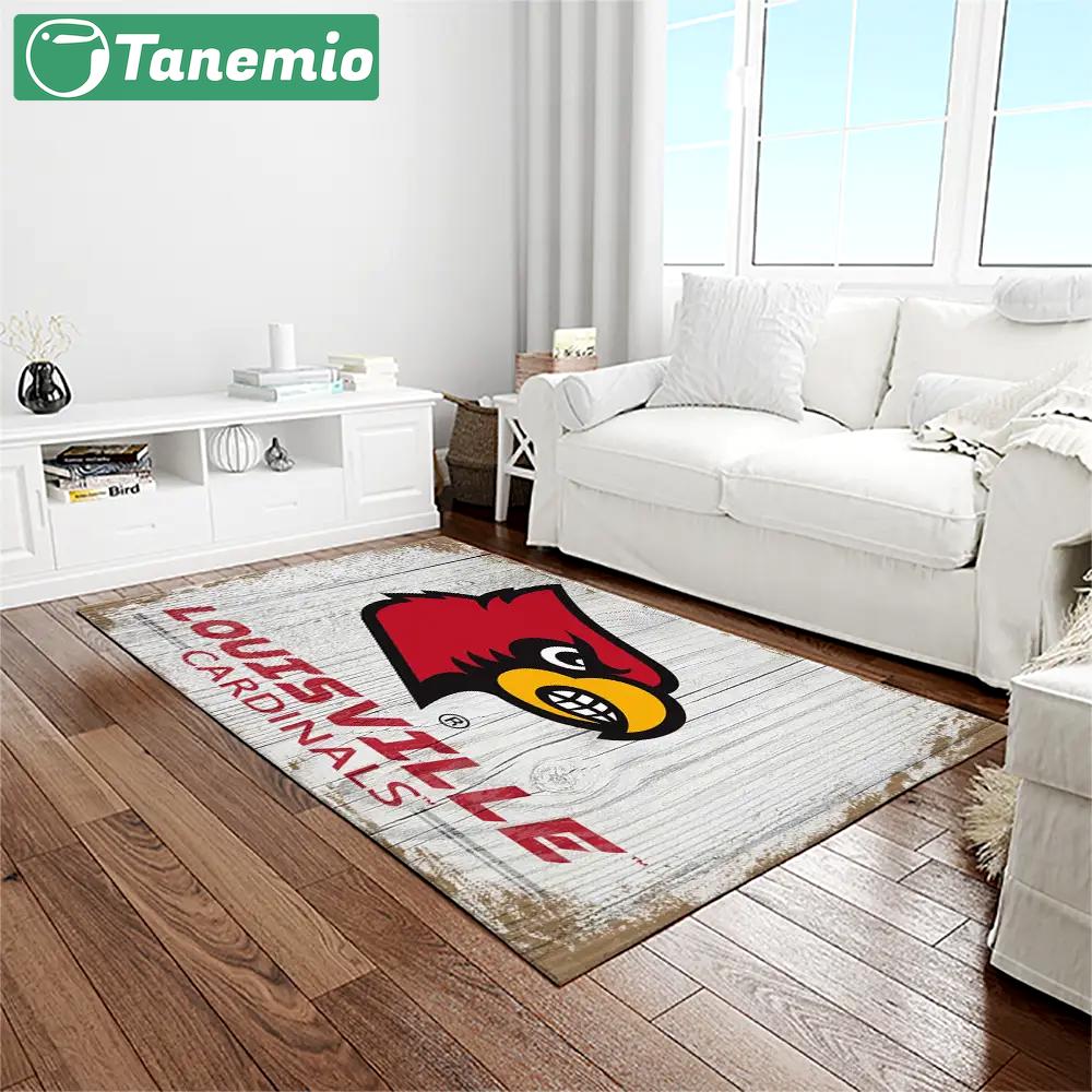Ncaa louisville cardinals college sport basketball and foolball team logo rectangle area rug lics67 Rectangle Rug