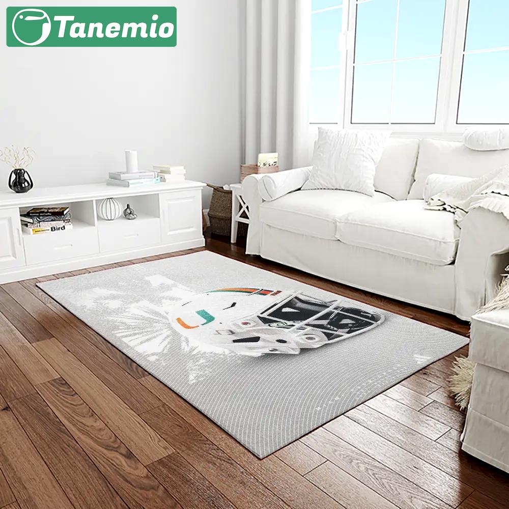 Ncaa miami hurricanes sport basketball and foolball team logo rectangle area rug mh09 Rectangle Rug