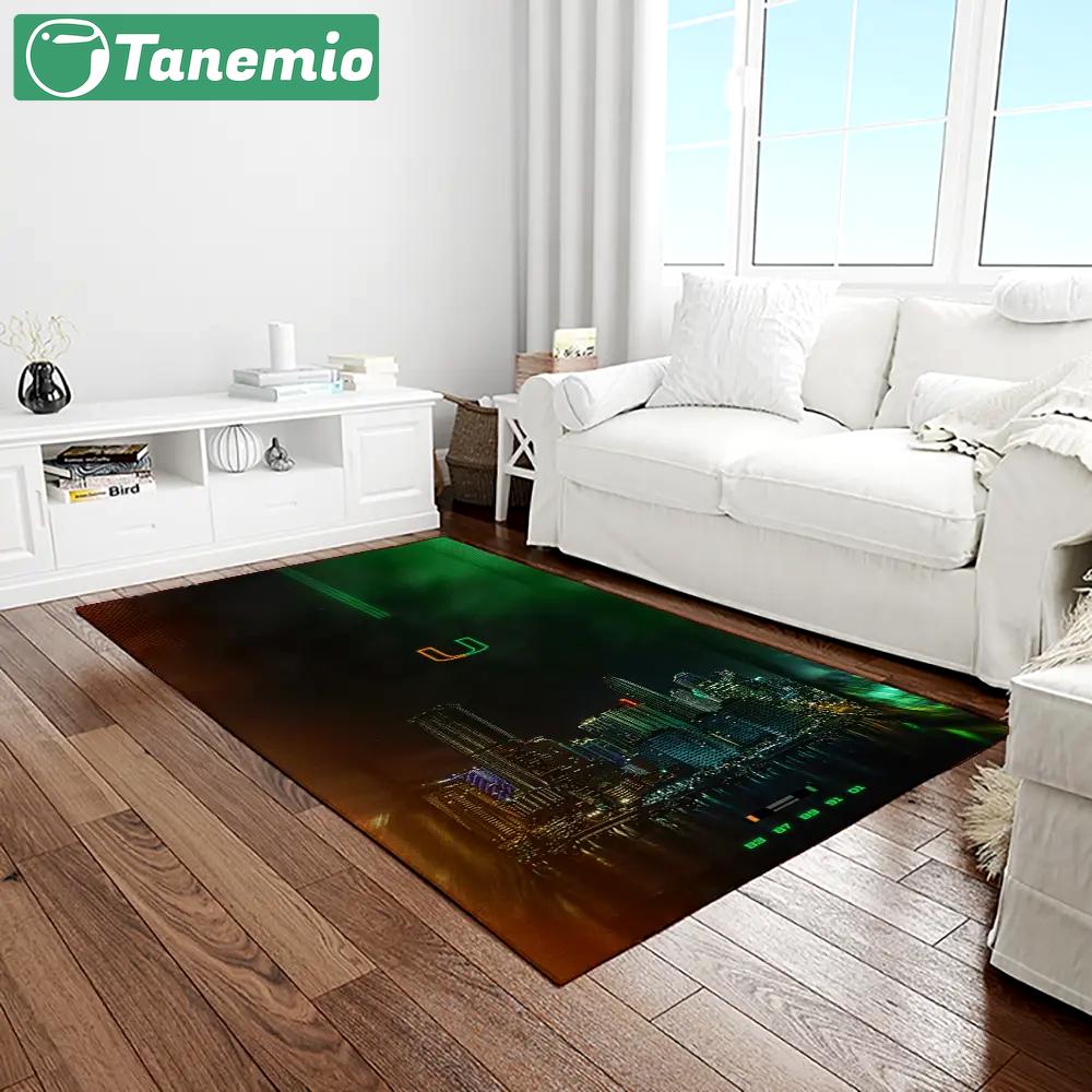Ncaa miami hurricanes sport basketball and foolball team logo rectangle area rug mh37 Rectangle Rug