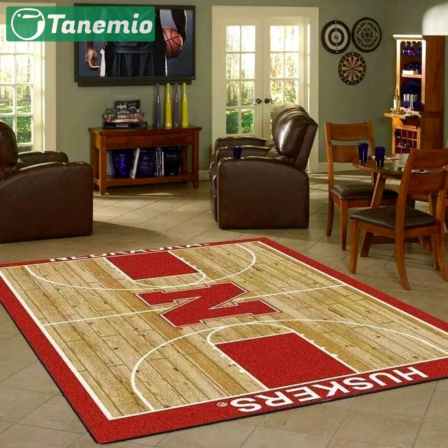 Ncaa nebraska cornhuskers living room rug basketball court ofd 19120723 Rectangle Rug