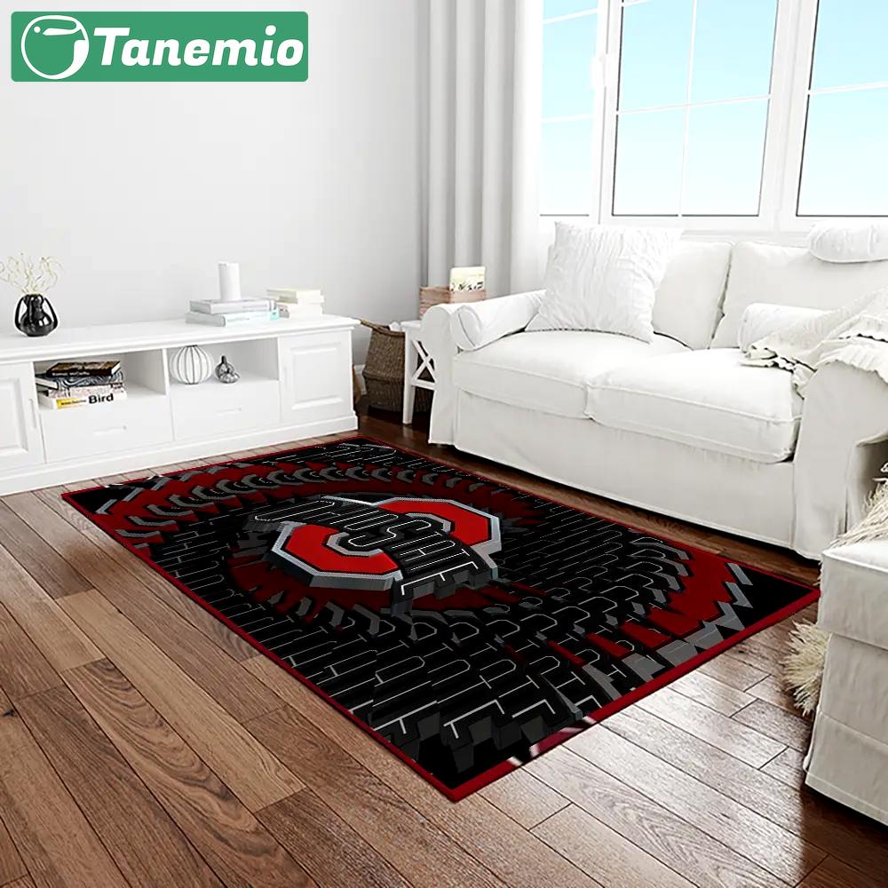 Ncaa ohio state buckeyes college sport basketball and foolball team logo rectangle area rug osb59 Rectangle Rug