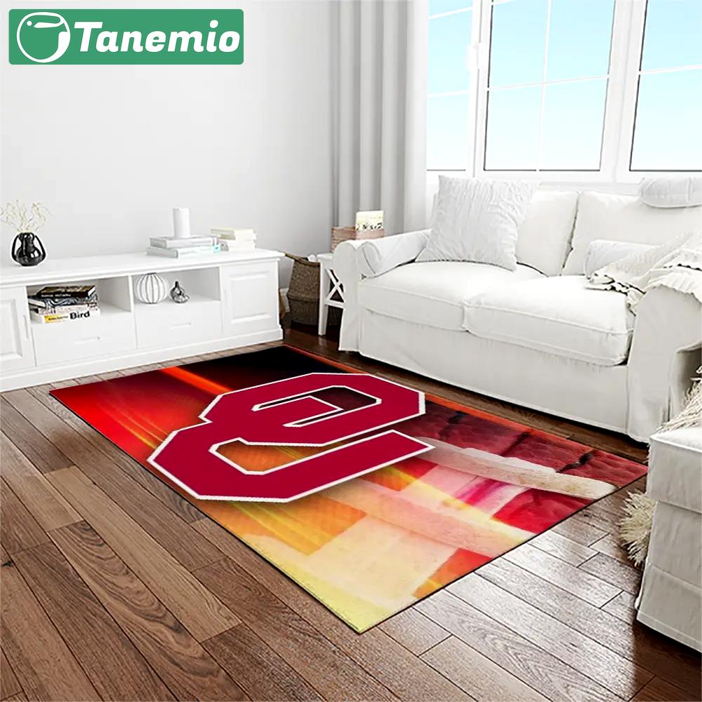 Ncaa oklahoma sooners sport basketball and foolball team logo rectangle area rug os02 Rectangle Rug