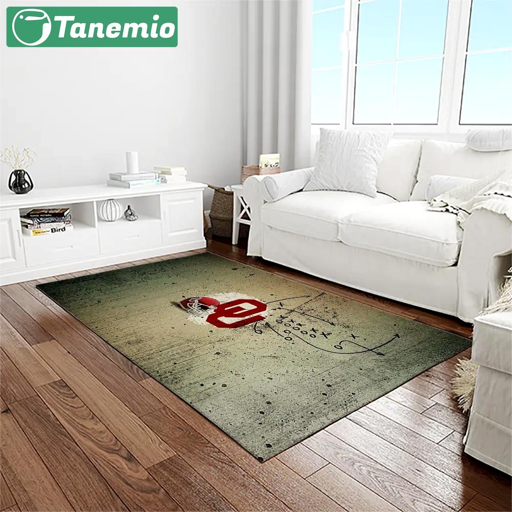 Ncaa oklahoma sooners sport basketball and foolball team logo rectangle area rug os71 Rectangle Rug