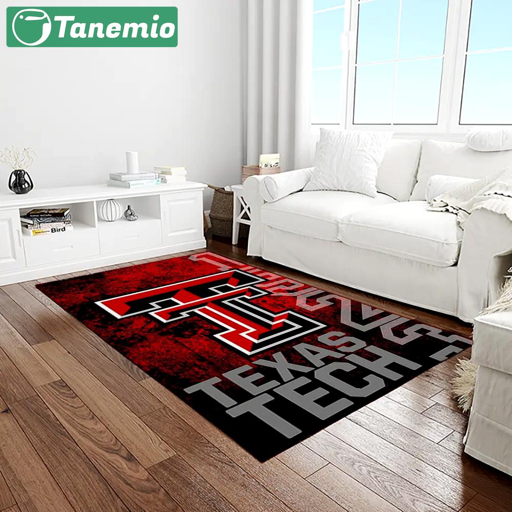 Ncaa texas tech red raiders sport basketball and foolball team logo rectangle area rug ttrr12 Rectangle Rug