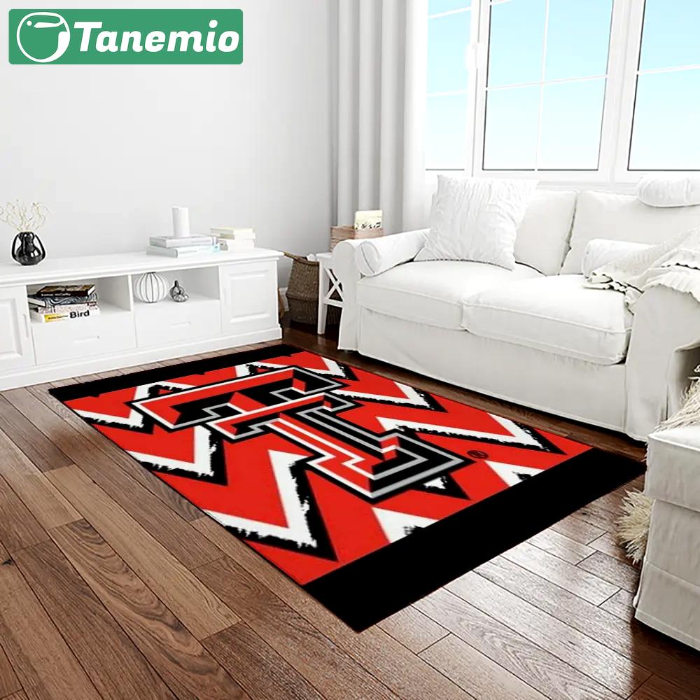 Ncaa texas tech red raiders sport basketball and foolball team logo rectangle area rug ttrr29 Rectangle Rug