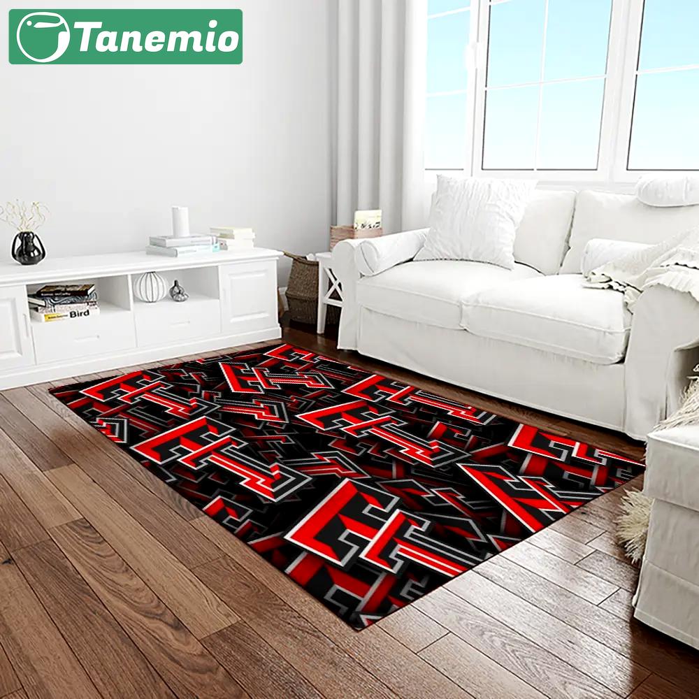 Ncaa texas tech red raiders sport basketball and foolball team logo rectangle area rug ttrr34 Rectangle Rug