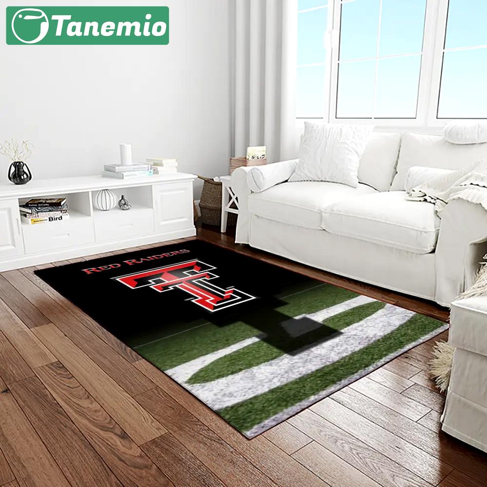 Ncaa texas tech red raiders sport basketball and foolball team logo rectangle area rug ttrr58 Rectangle Rug