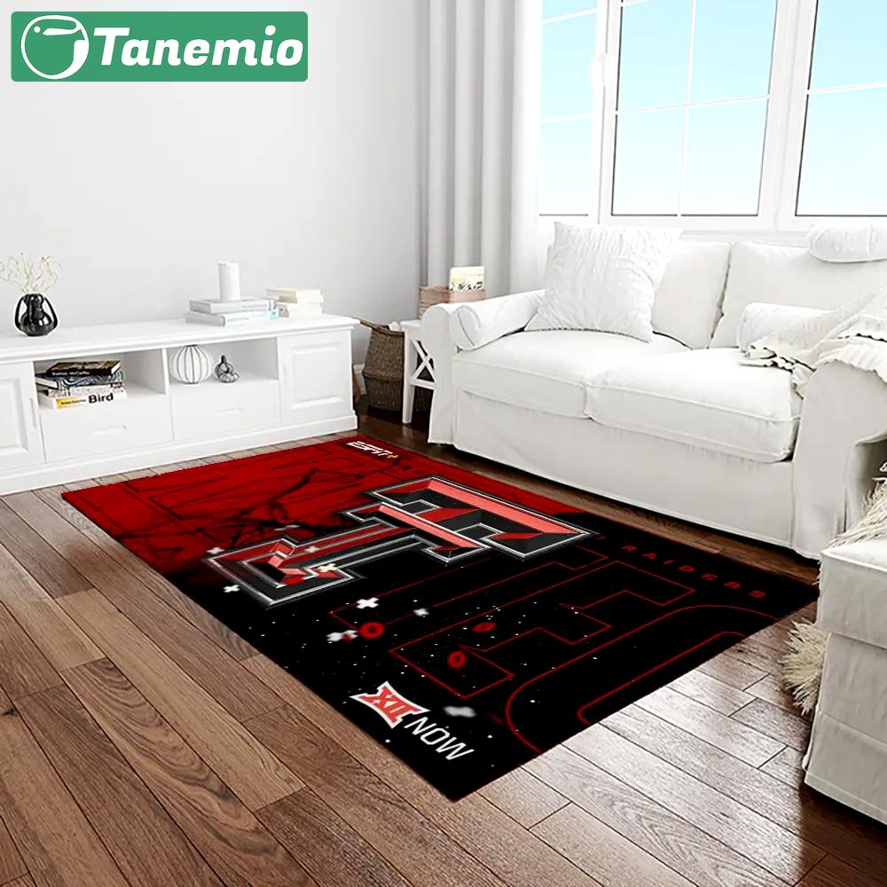 Ncaa texas tech red raiders sport basketball and foolball team logo rectangle area rug ttrr68 Rectangle Rug