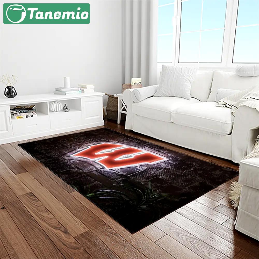 Ncaa wisconsin badgers college sport basketball and foolball team logo rectangle area rug wb07 Rectangle Rug
