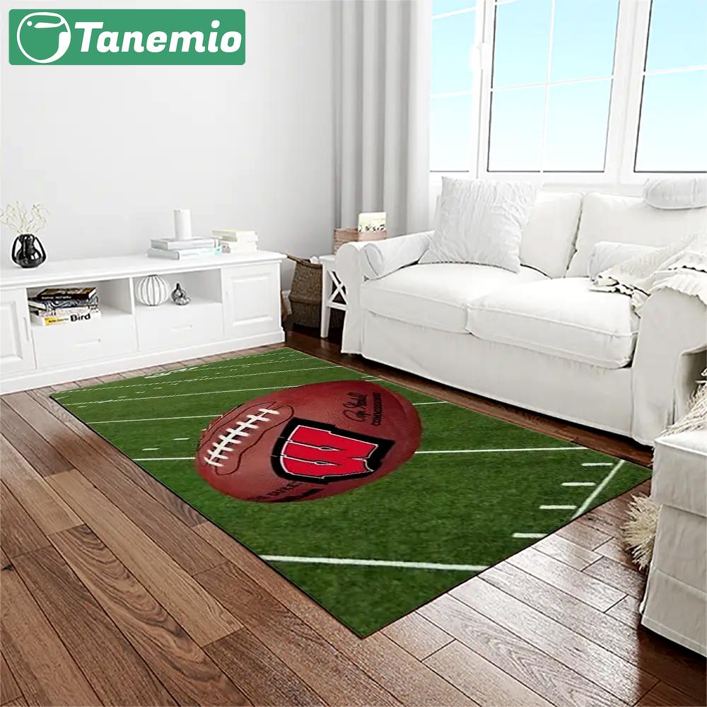 Ncaa wisconsin badgers college sport basketball and foolball team logo rectangle area rug wb09 Rectangle Rug
