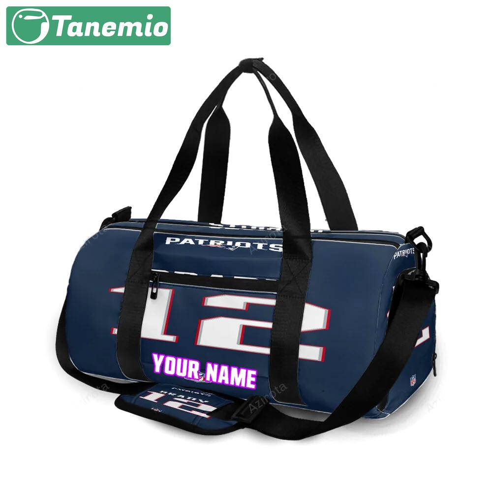 New england patriots brandy 12 uniform personalized name travel bag gym bag 750 Travel Bag