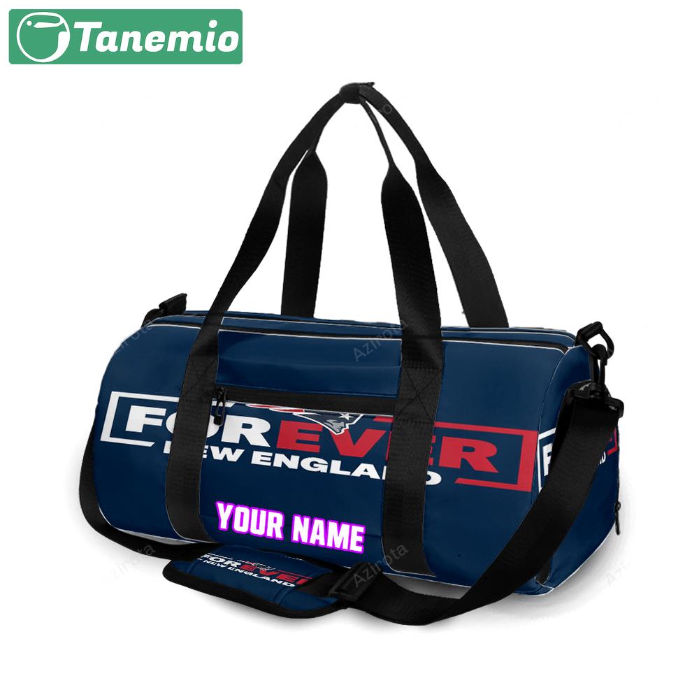 New england patriots forever logo blue personalized name travel bag gym bag 1437 Travel Bag
