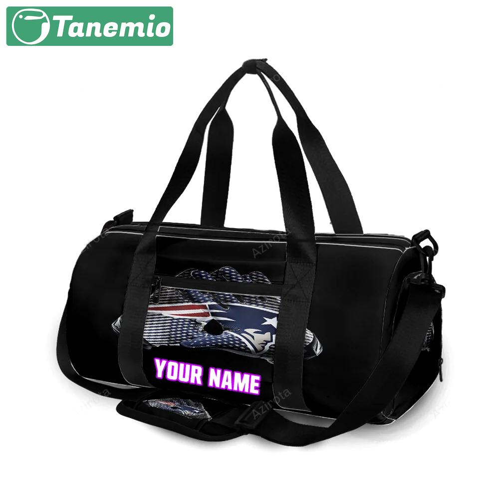 New england patriots glove black personalized name travel bag gym bag 477 Travel Bag