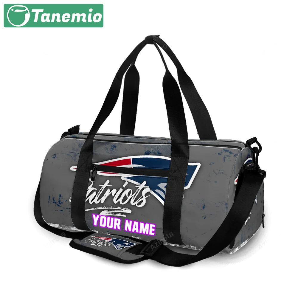 New england patriots gray blue2 personalized name travel bag gym bag 80 Travel Bag