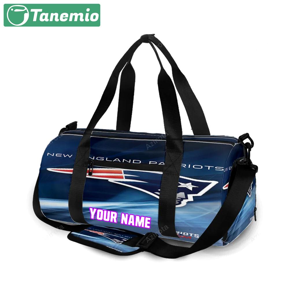 New england patriots light navy personalized name travel bag gym bag 562 Travel Bag