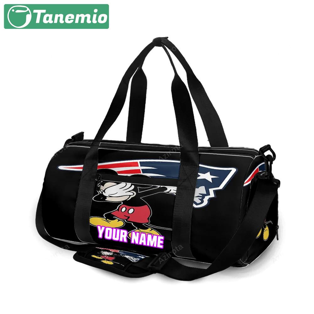 New england patriots mickey logo black personalized name travel bag gym bag 456 Travel Bag