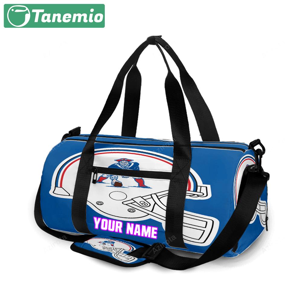New england patriots pat helmet blue personalized name travel bag gym bag 1107 Travel Bag