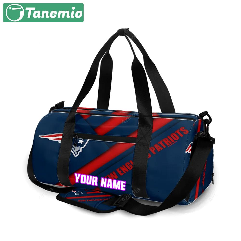 New england patriots red blue2 personalized name travel bag gym bag 895 Travel Bag