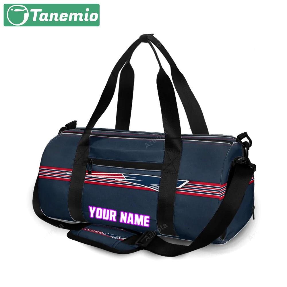 New england patriots red line navy personalized name travel bag gym bag 1347 Travel Bag
