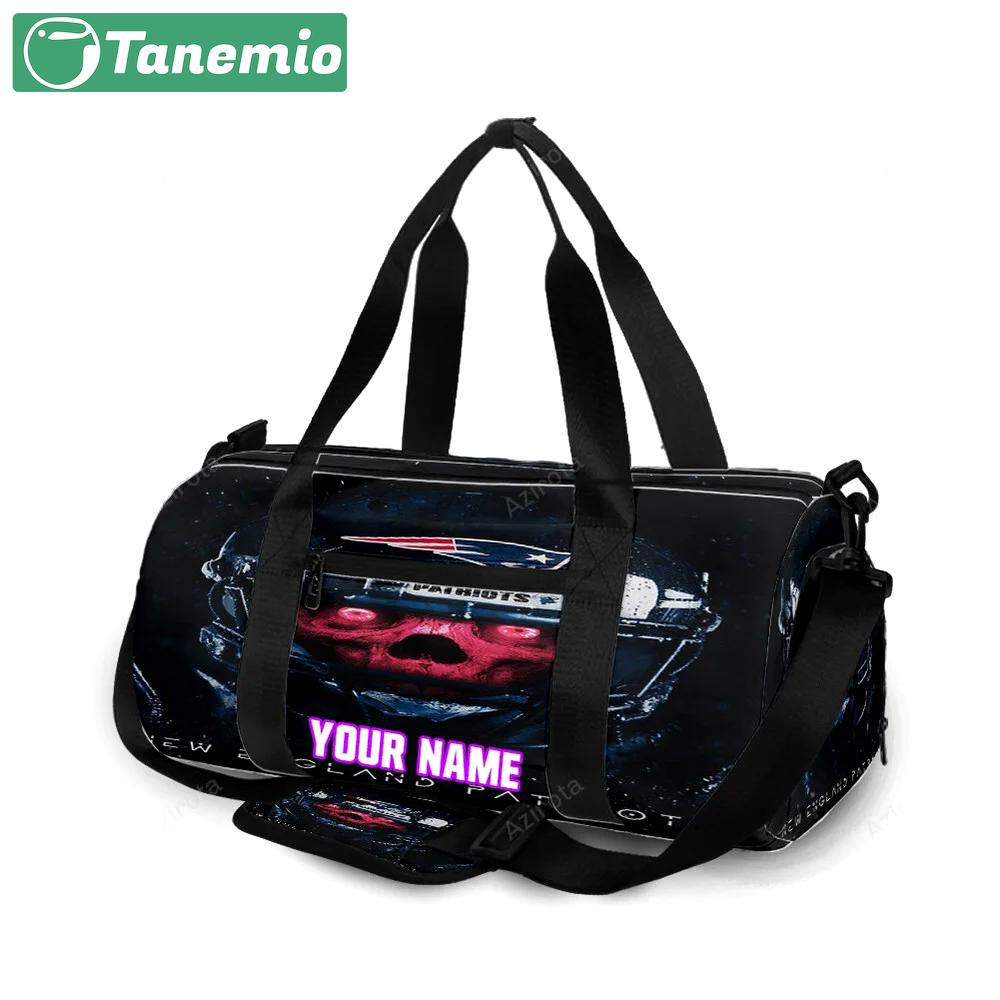 New england patriots skull wearing helmet personalized name travel bag gym bag 2149 Travel Bag