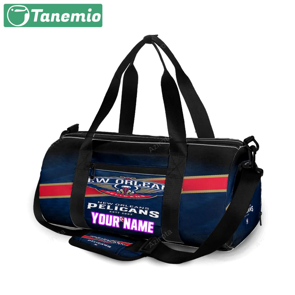 New orleans pelicans emblem v4 personalized name travel bag gym bag 489 Travel Bag