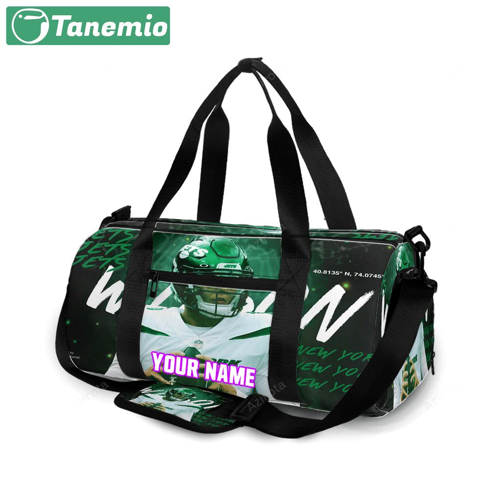 New york jets 02 zach wilson v49 personalized name travel bag gym bag 1595 Travel Bag