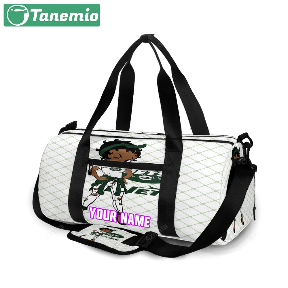 New york jets betty boop v37 personalized name travel bag gym bag 789 Travel Bag