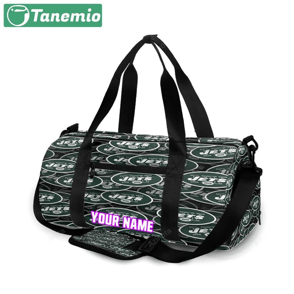 New york jets emblems v32 personalized name travel bag gym bag 1008 Travel Bag
