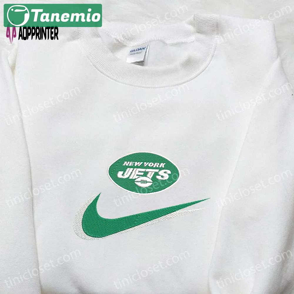 New york jets nike swoosh shirt & nfl sports hoodie: best fandom gifts Embroidered Shirt