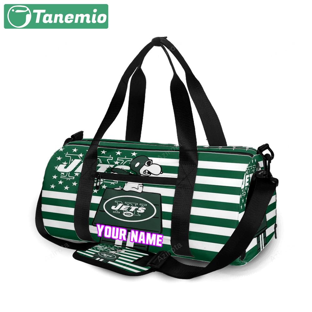 New york jets snoopy v43 personalized name travel bag gym bag 1612 Travel Bag