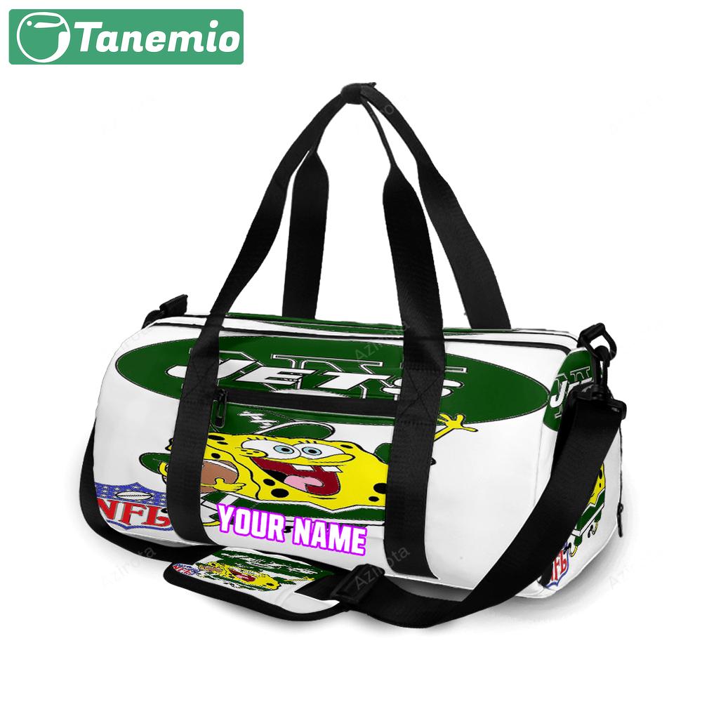 New york jets spongebob v36 personalized name travel bag gym bag 528 Travel Bag