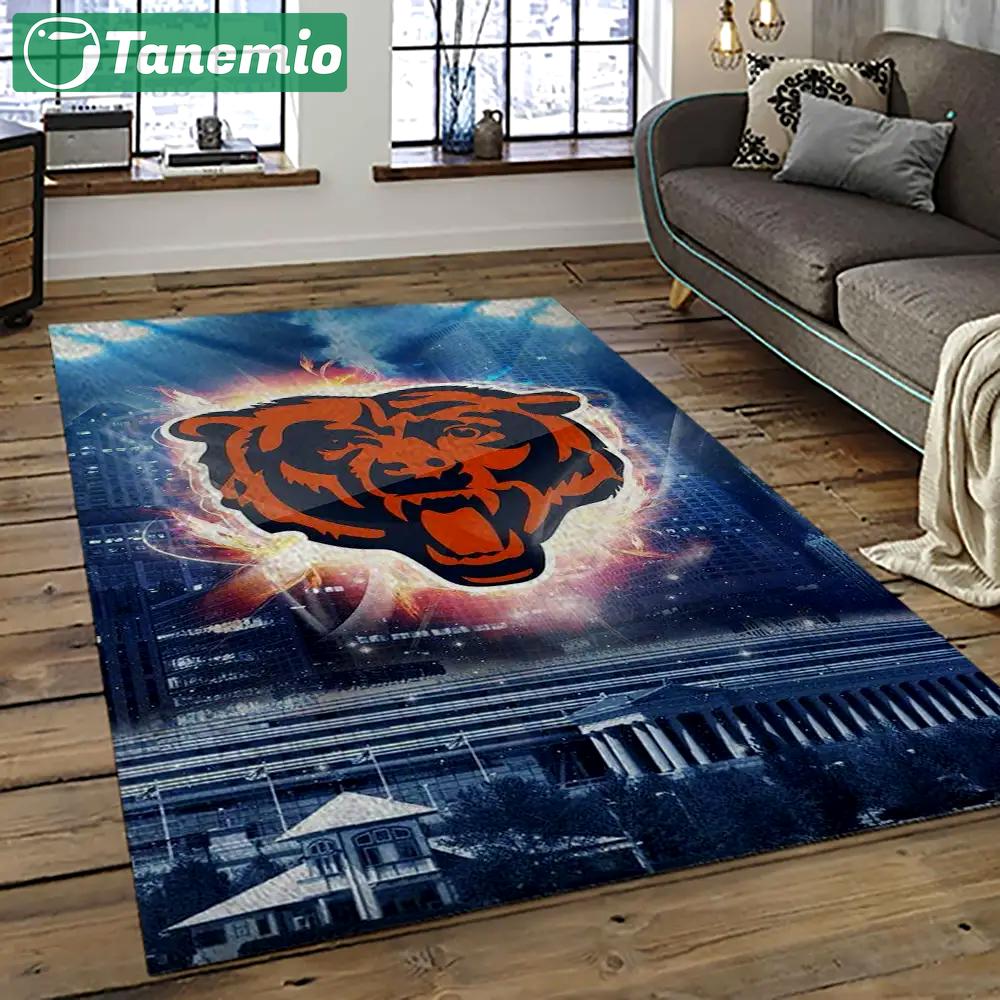 Nfl chicago bears football team logo sport carpet rectangle area rug for living room ccb51 Rectangle Rug