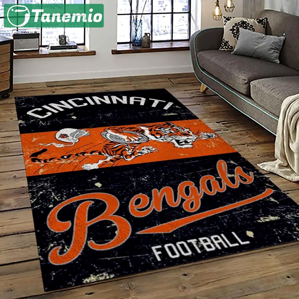Nfl cincinnati bengals football team logo sport carpet area rug who dey nation gift for friends cnns28 Rectangle Rug