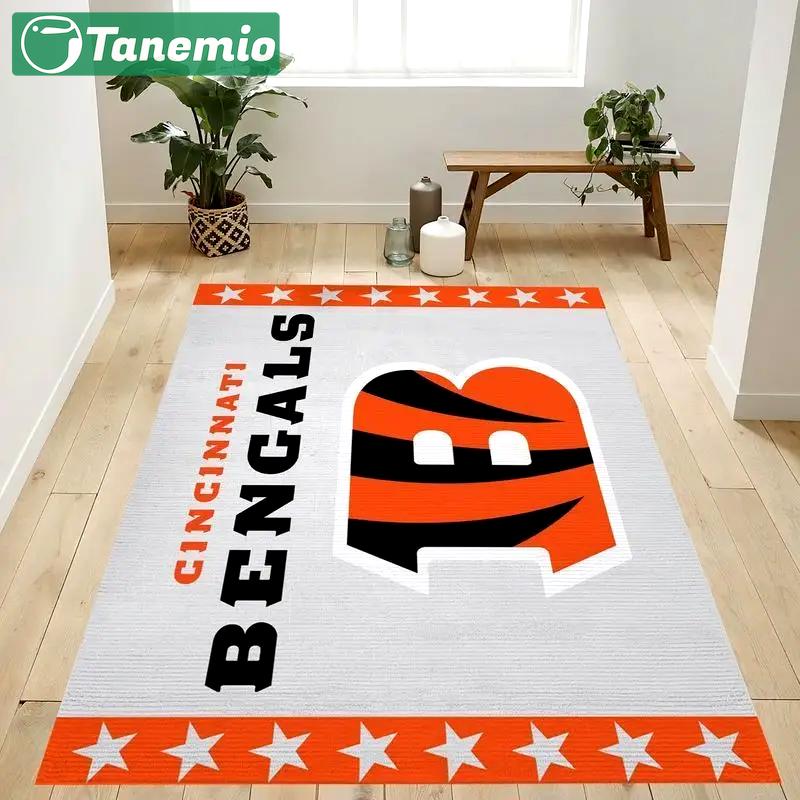 Nfl cincinnati bengals team area rug living room carpet home rug 1 Rectangle Rug
