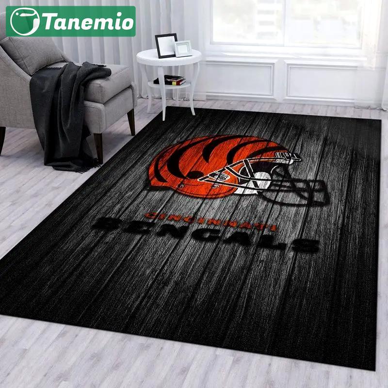 Nfl cincinnati bengals wooden style area rug living room carpet home rug Rectangle Rug