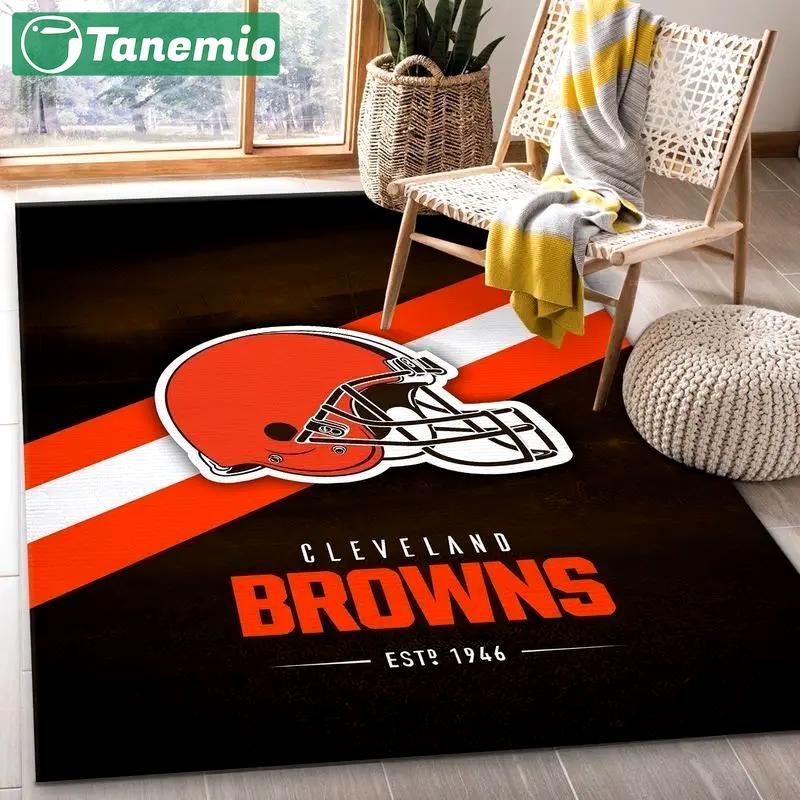 Nfl cleveland browns area rug football rug carpet floor decor home decor 4 Rectangle Rug