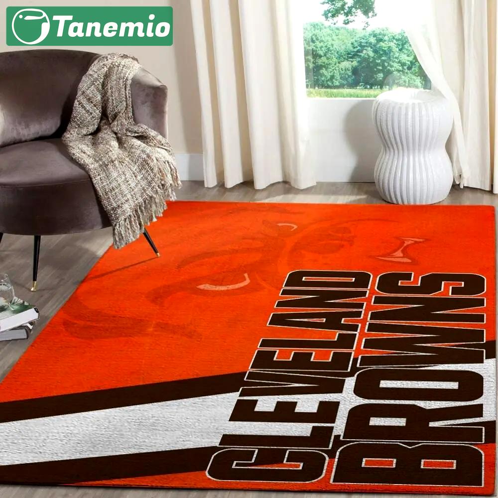 Nfl cleveland browns area rug football rug carpet floor decor home decor v1769 Rectangle Rug