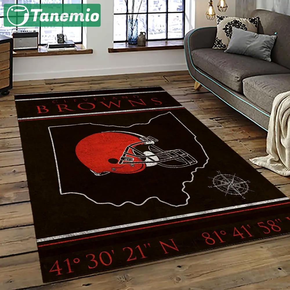 Nfl cleveland browns football team logo sport carpet rectangle area rug for living room cb70 Rectangle Rug