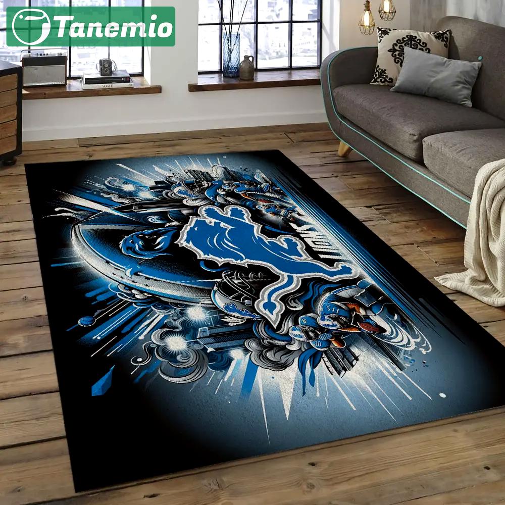 Nfl detroit lions football team logo rectangle area rug dl30 Rectangle Rug
