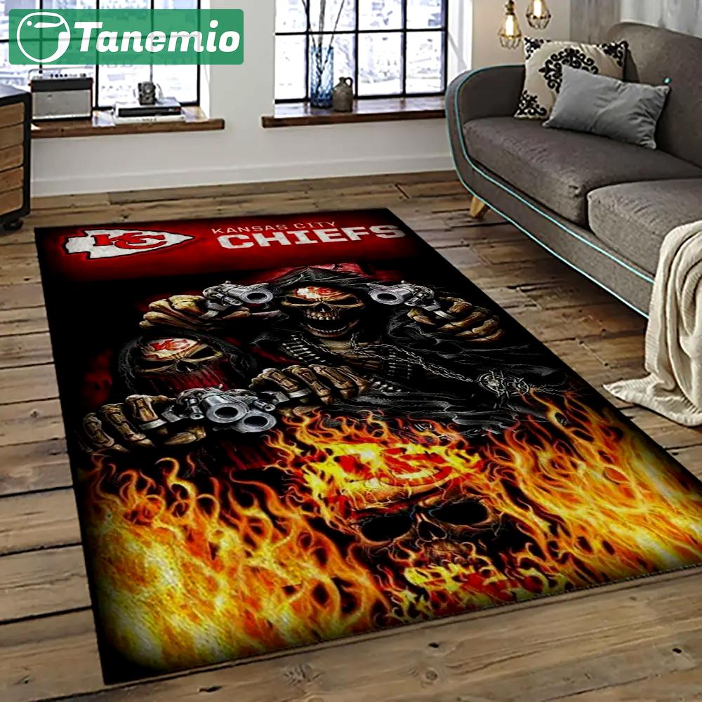 Nfl kansas city chiefs football team logo sport carpet rectangle area rug for living room kcc67 Rectangle Rug